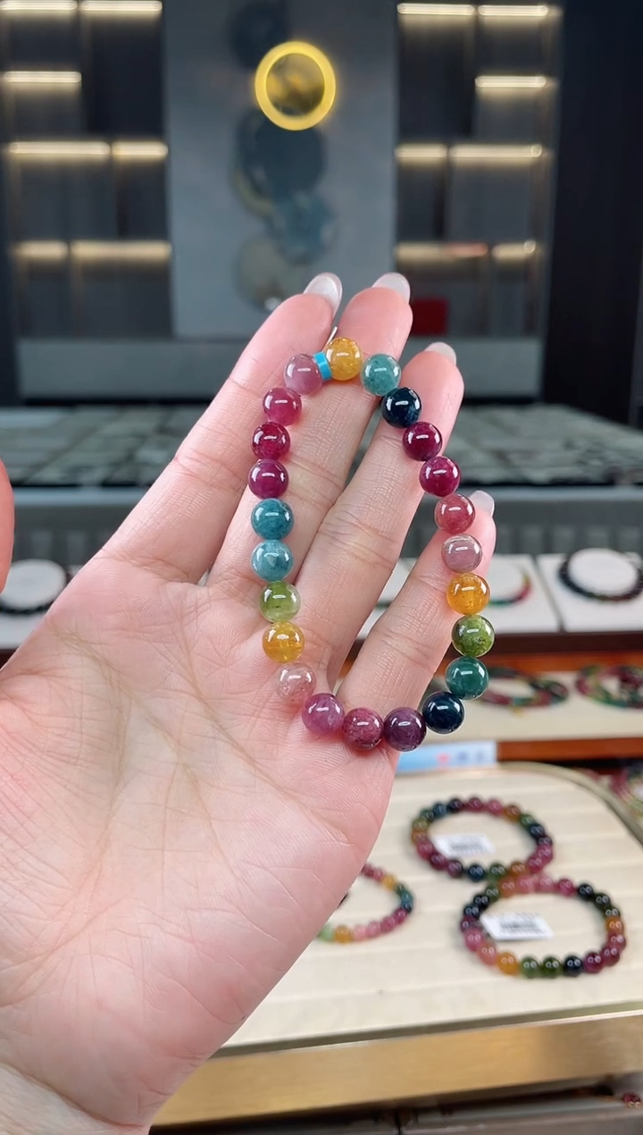 未镶嵌老矿碧玺单圈手串8mm+碧玺（多样性发一条）T