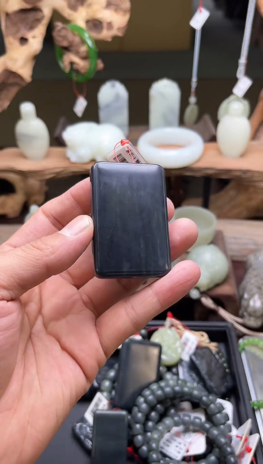 【闪购商品】和田玉吊坠未镶嵌毛毛矿青花 光面无事牌820672