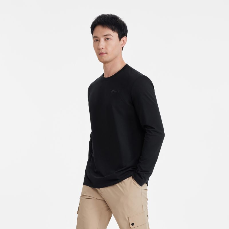 AIGLE艾高简约百搭男士DFT速干排汗防晒UPF30+长袖T恤上衣AW08
