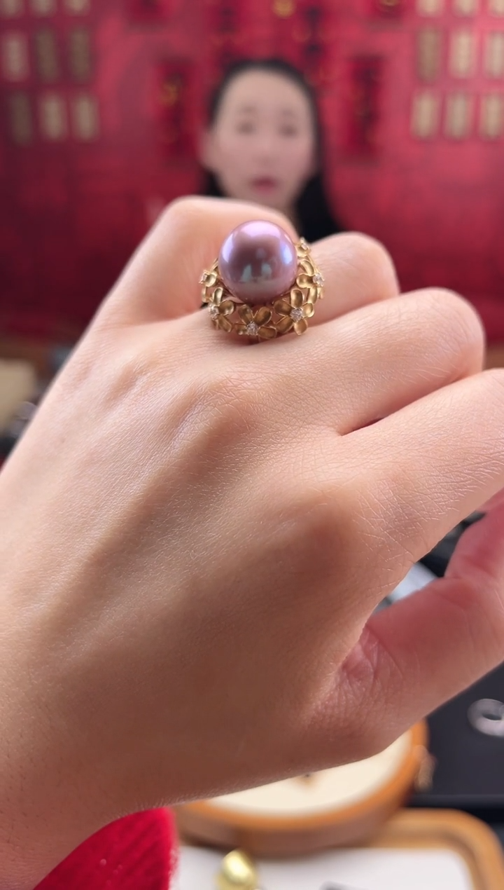 【闪购商品】淡水珍珠戒指18K金镶嵌戒指