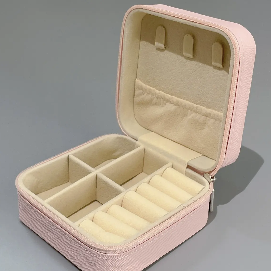 首饰盒/箱 瑞诺粉色皮质首饰盒热销便携粉色戒指盒收纳项链耳钉戒