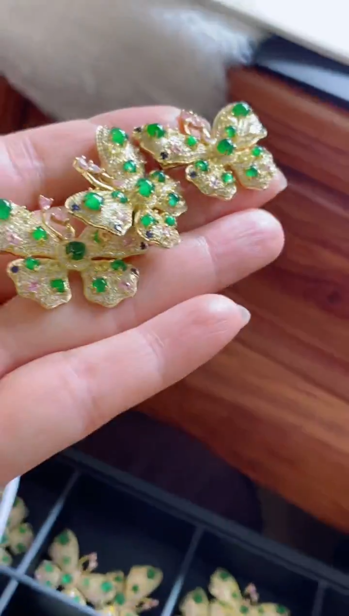 颈饰银S925镶嵌翡翠Y13胸针（多样性发其一）