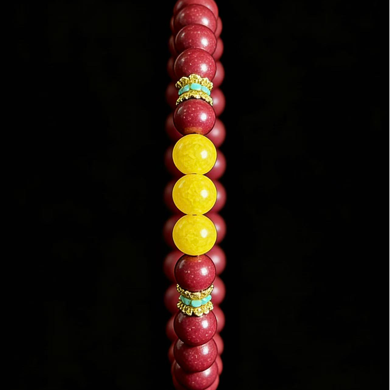 含辰砂工艺品天然辰砂朱砂加雄黄晶体砂精美百搭手链气质复古风格