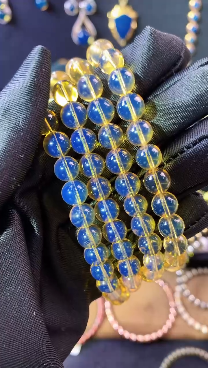 【闪购商品】琥珀珠宝奇石未镶嵌7MM赛多米天青蓝珀108串