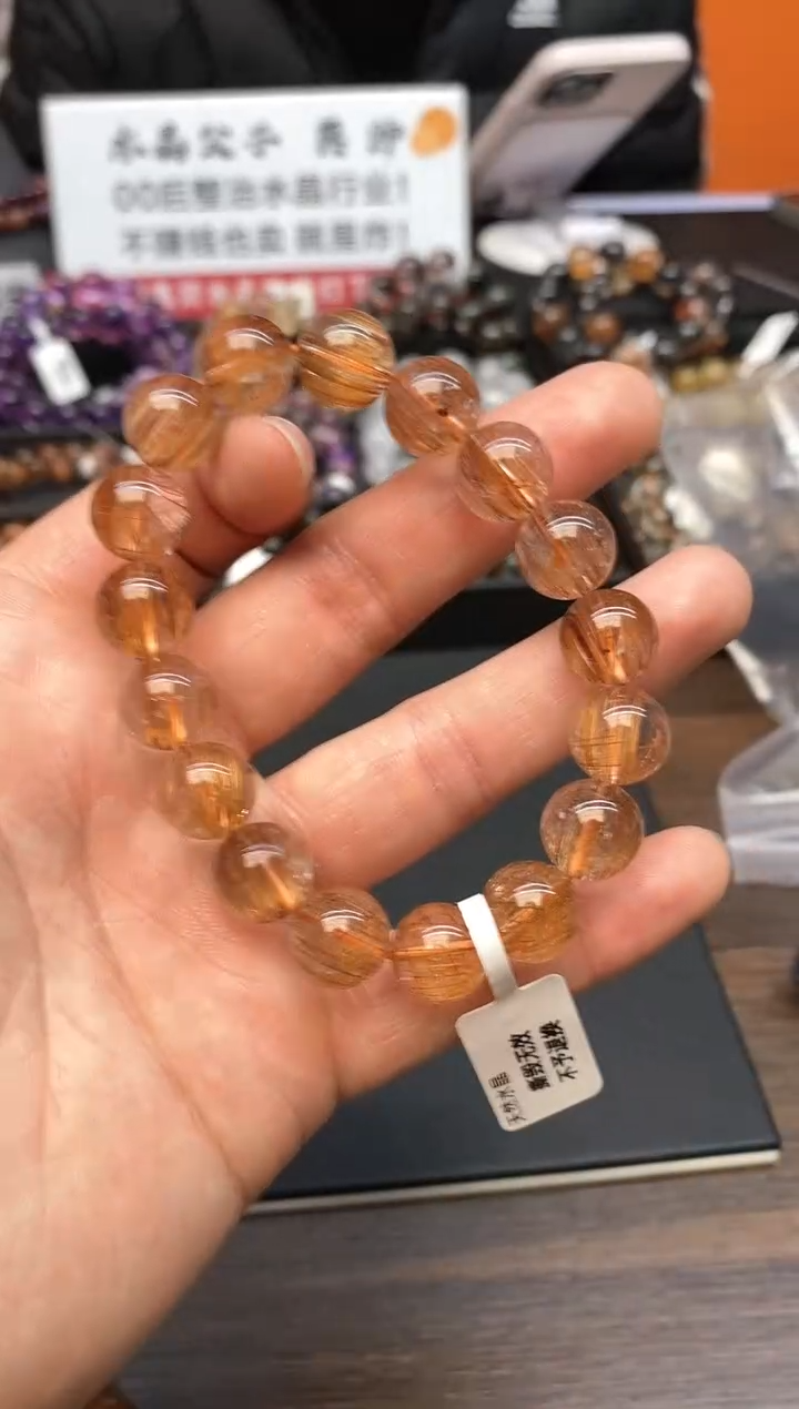 【闪购商品】水晶手串未镶嵌032 赤金发 12mm