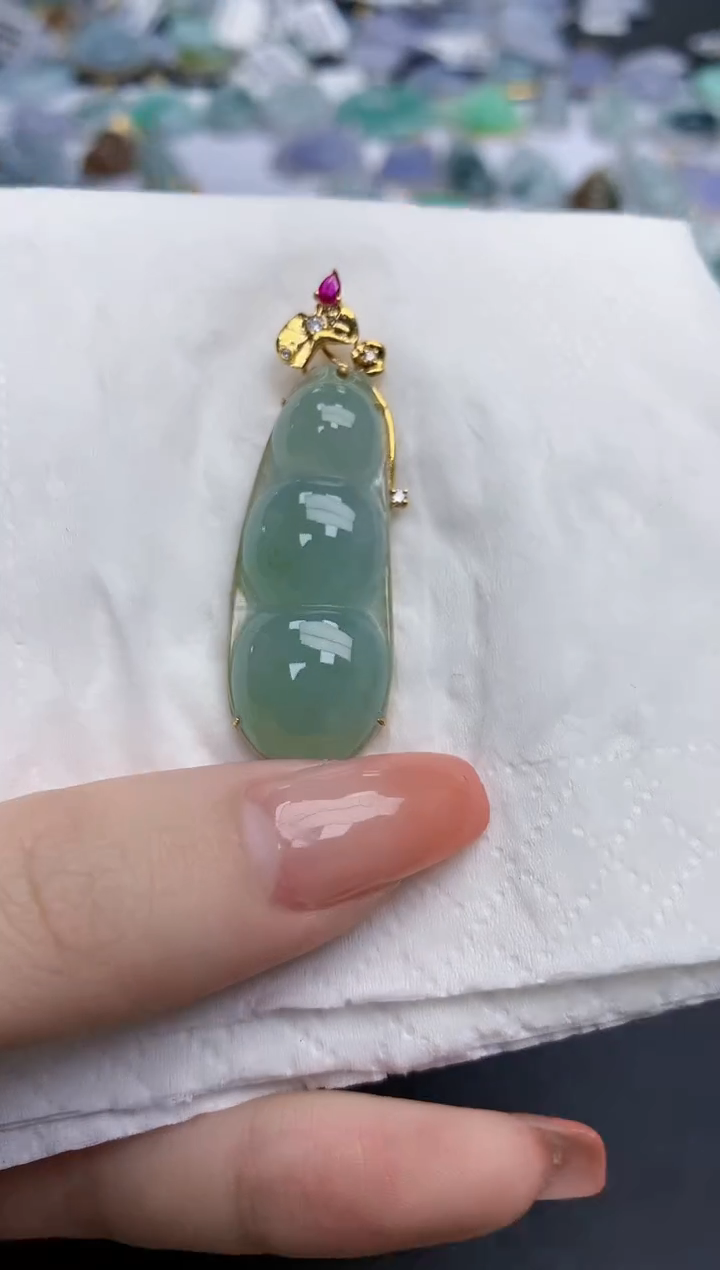 【闪购商品】翡翠颈饰18K金镶嵌天然缅甸翡翠A货