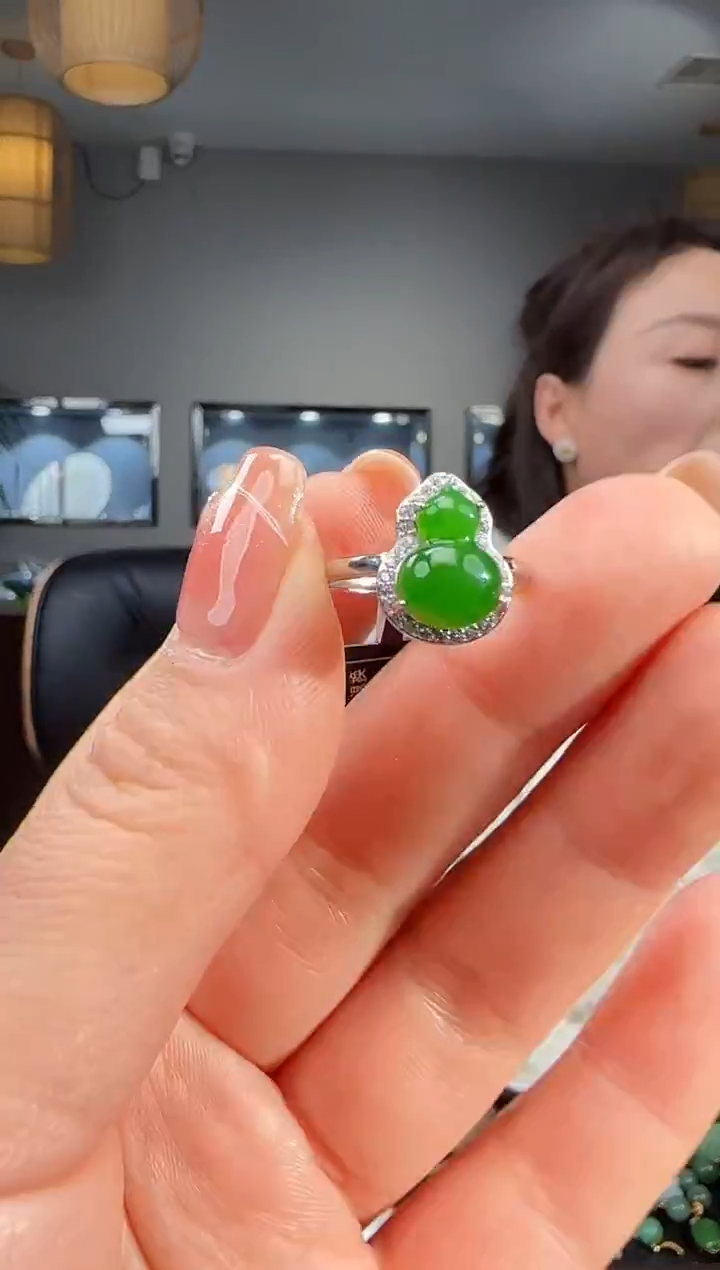 银S925镶嵌戒指和田玉1