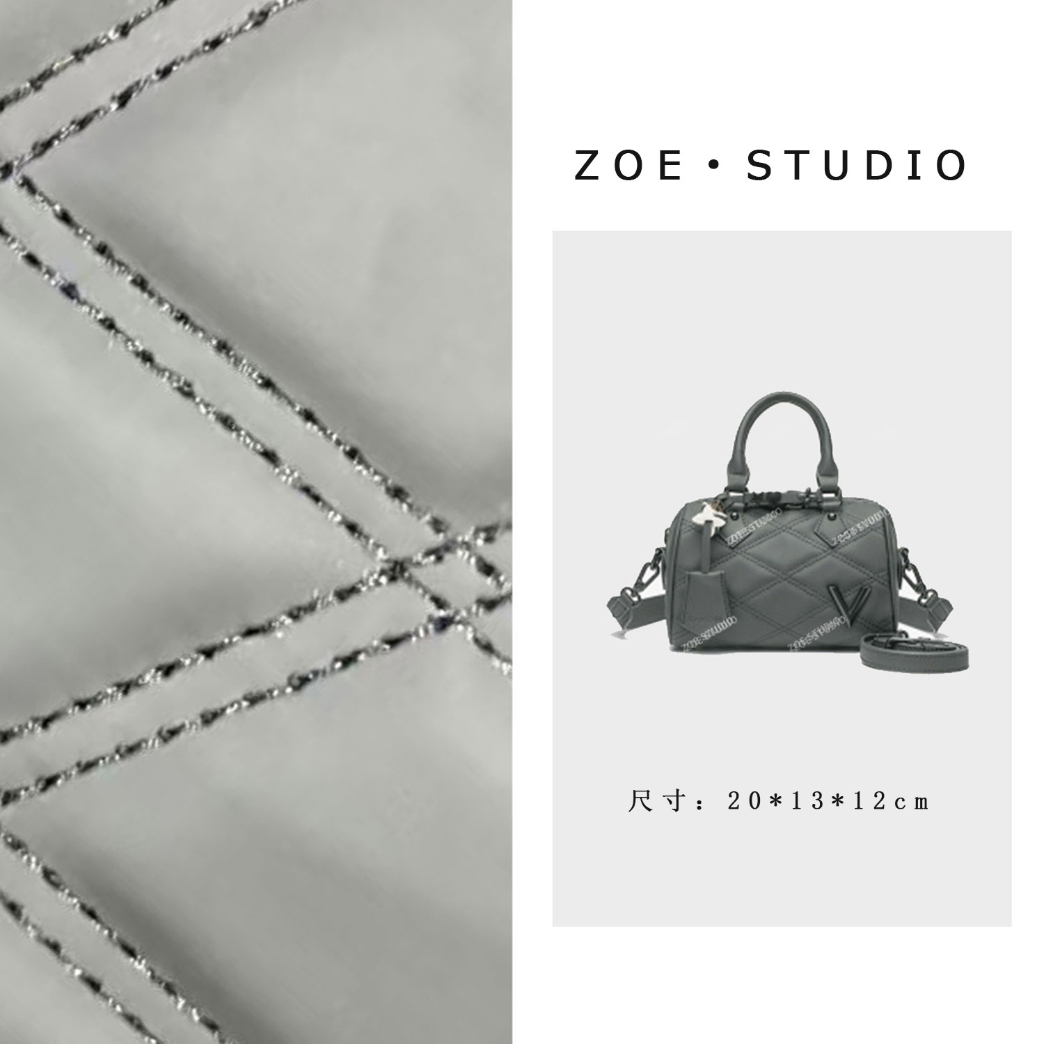 【佐伊甄选】RC-25435-锡器灰轻奢女士时尚百搭小众真皮单肩挎包