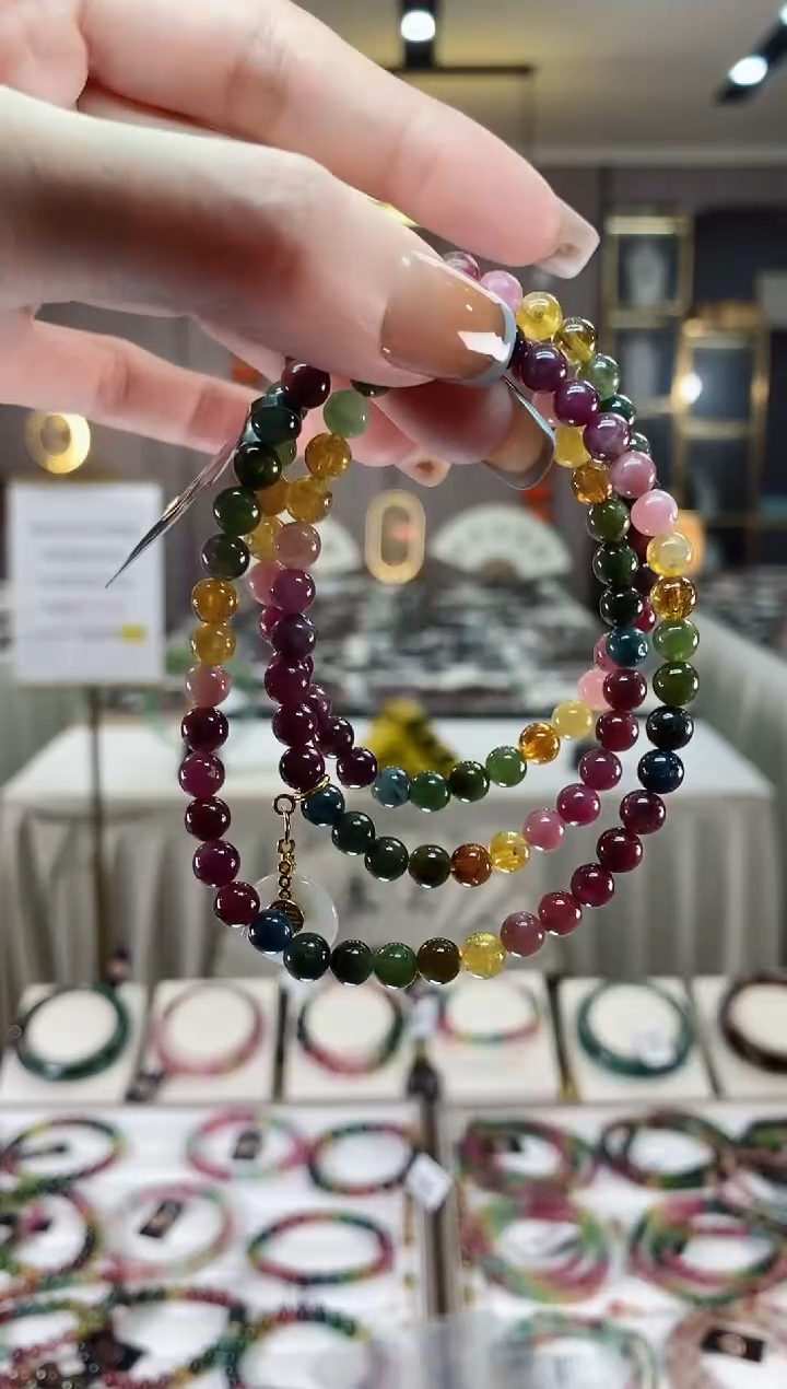 【闪购商品】碧玺三圈手串5mm+未镶嵌一物一证dan