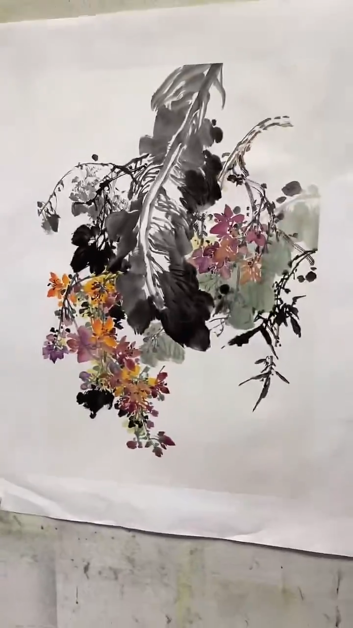 国画刘国铭手绘《芙蓉花》