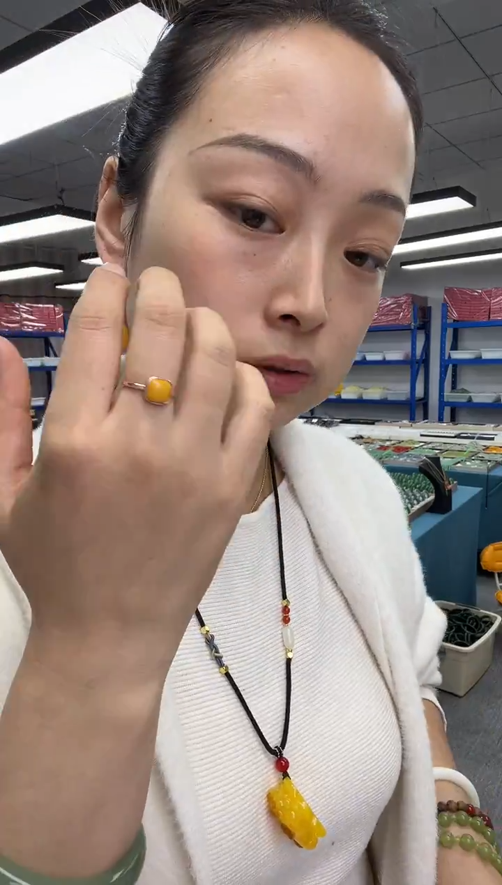 蜜蜡未镶嵌耳饰蜜蜡方糖戒指