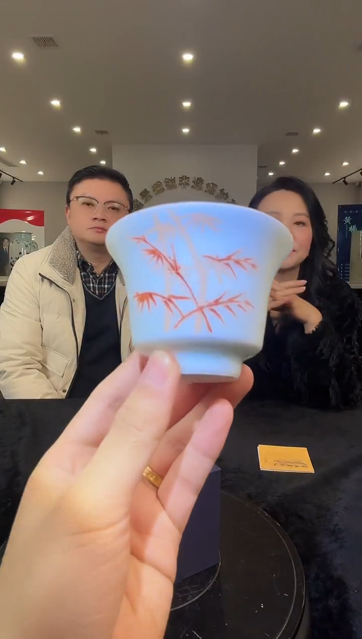 杯子陶瓷A5/矾红竹节陶瓷主人杯————