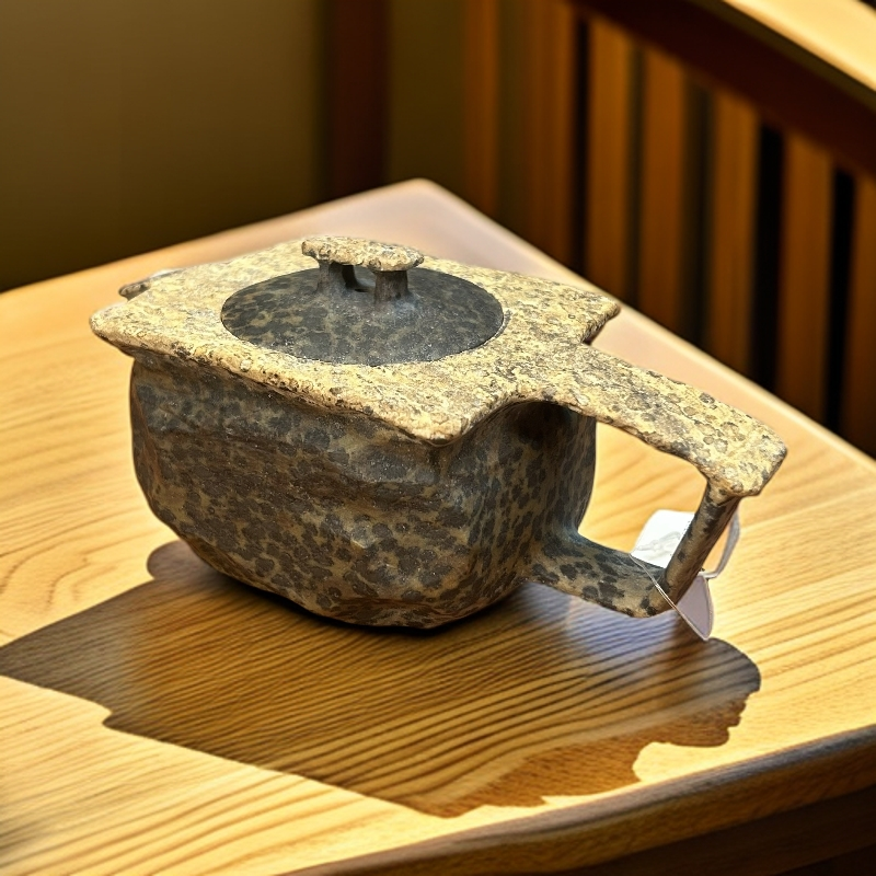 100cc冰碛岩原皮豹纹茶壶手工雕刻石壶茶器