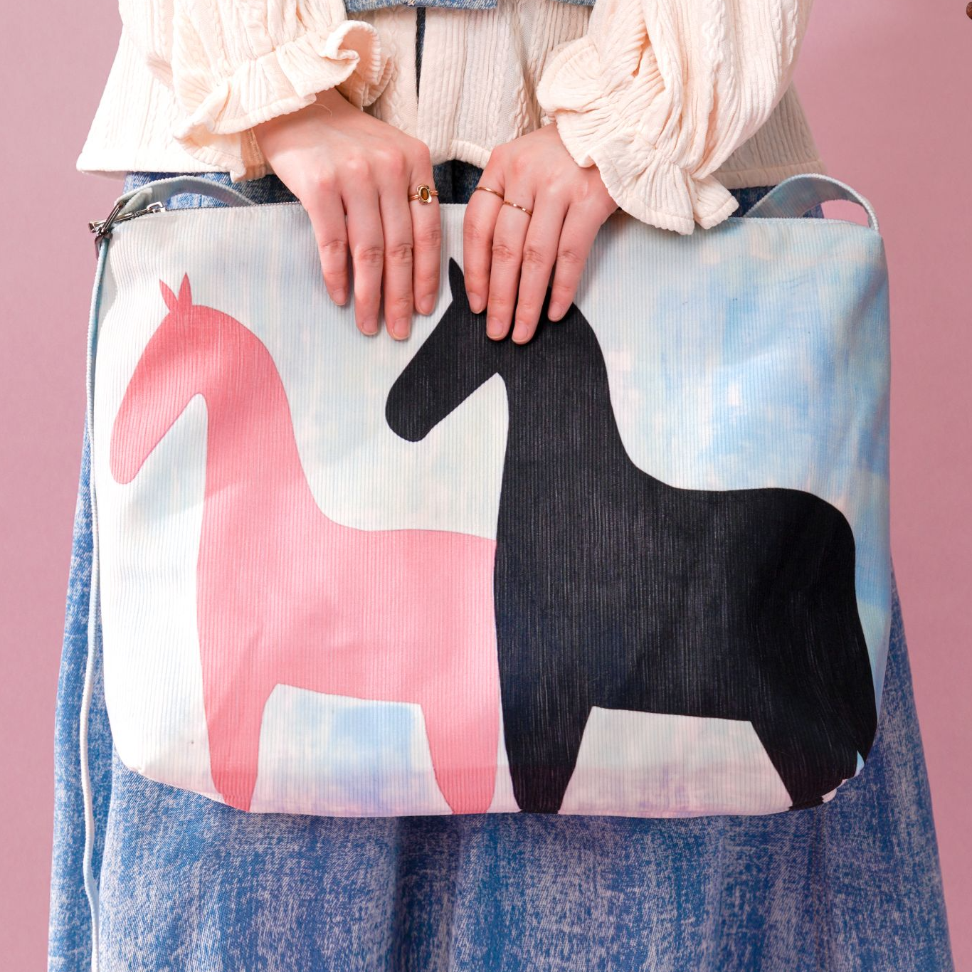 无则艺【宽肩带】两马这家布包很艺术原创印花多用男女通用单肩包