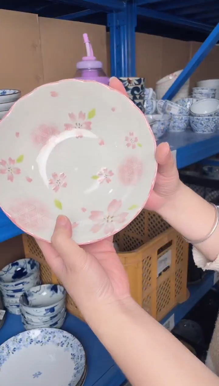 陶瓷【2只】浪漫樱花6.6英寸浅钵 微瑕