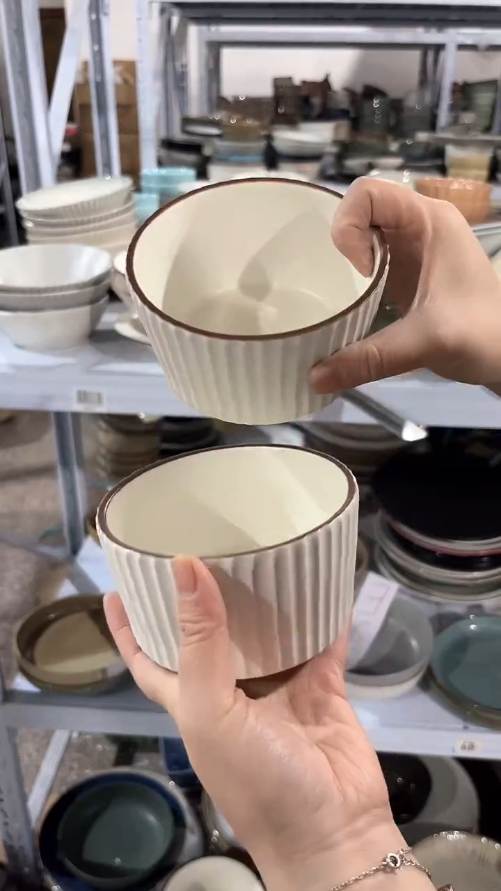 【闪购商品】瓷片外贸尾货瑕疵满20包邮X2 咖边饭碗