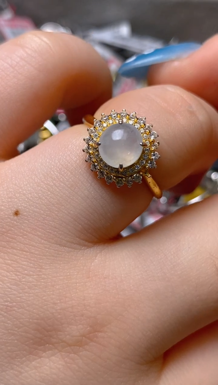 银S925镶嵌戒指翡翠百内无证书