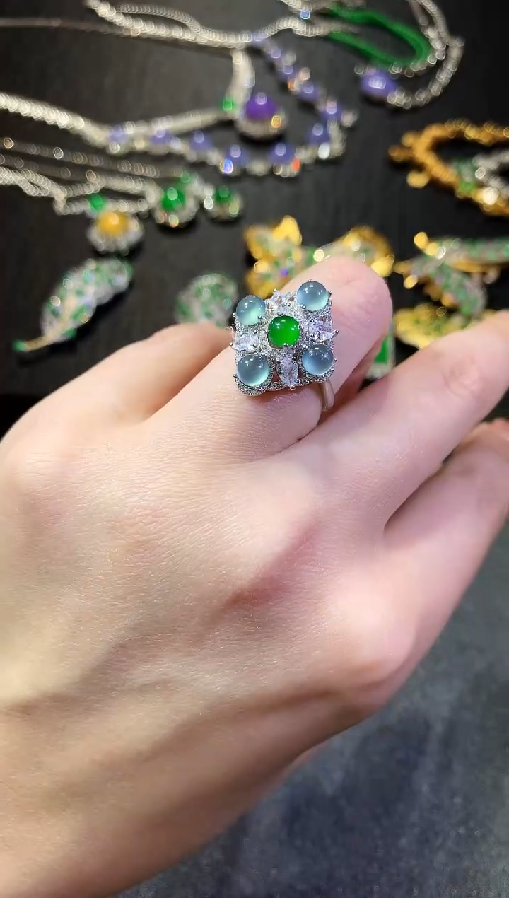 【闪购商品】翡翠戒指银S925镶嵌235戒指（多样性发货一件