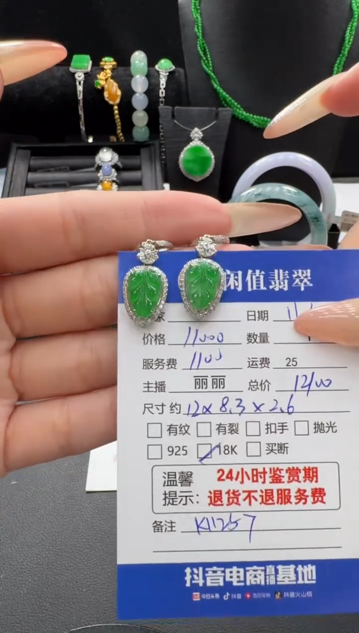 18K金镶嵌翡翠耳饰翡翠耳饰
