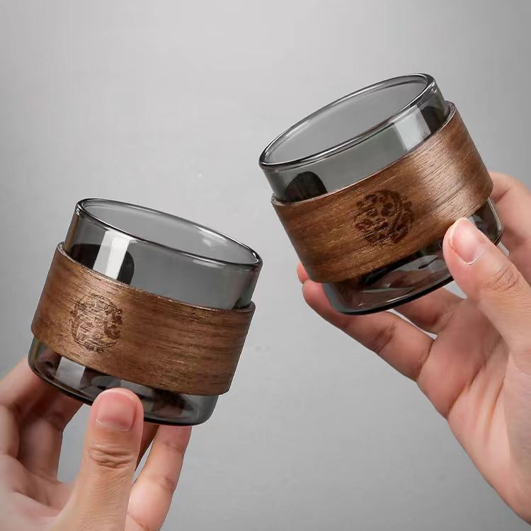 黑色茶具家用耐热主人杯喝茶品茗杯客人杯防烫手木卡杯大号手工杯