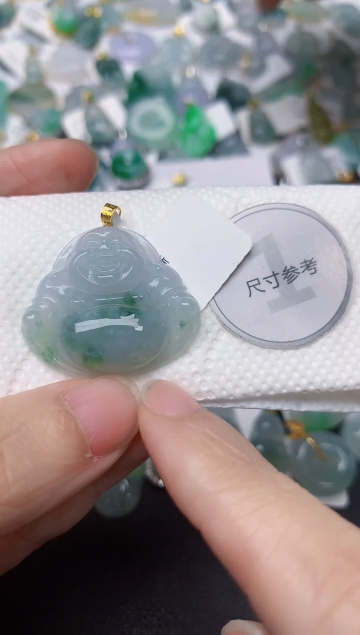 颈饰18K金镶嵌翡翠天然缅甸A货翡翠