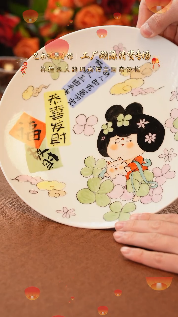 【闪购商品】杯手艺人手绘釉下彩异形器物