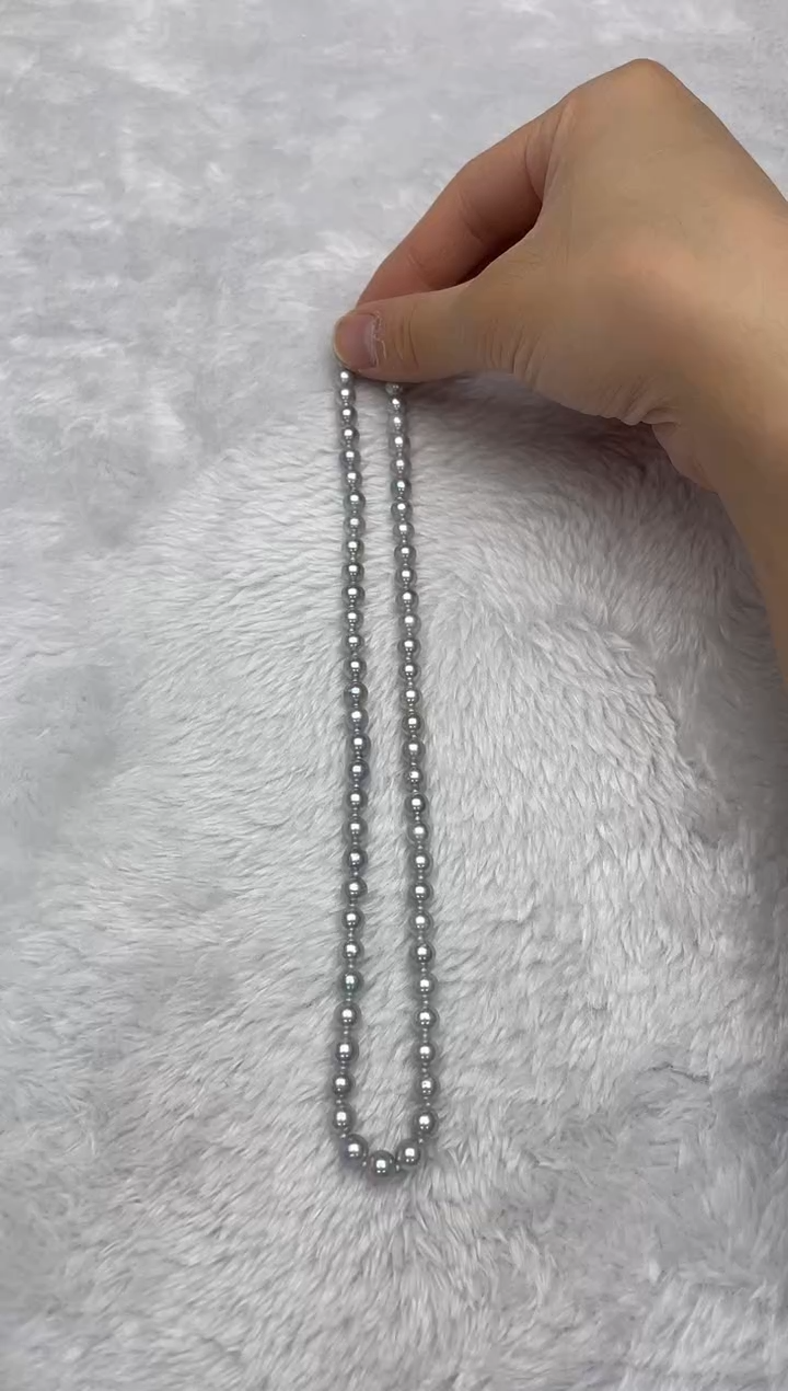 项链银S925镶嵌海水珍珠AK真多麻6-6.5mm