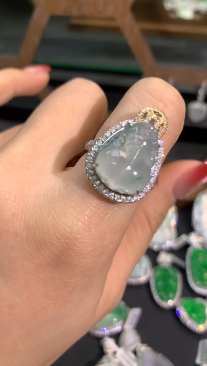 【闪购商品】翡翠吊坠(不含链)18K金镶嵌戒指