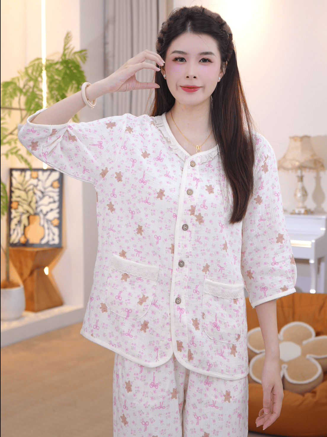 【纯棉时代】2025夏款女士舒适纯棉睡衣家居服薄款AYR