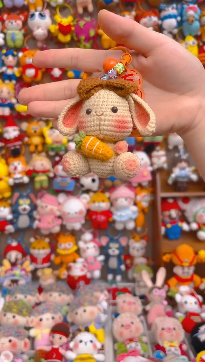 纯手工制作毛线钩织成品胡萝卜小兔