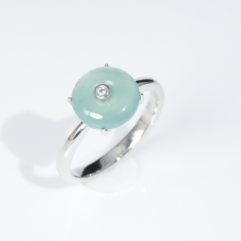 【小胖甄选】天然A货翡翠戒指平安扣蓝水轻奢百搭时尚戒圈-多样性发