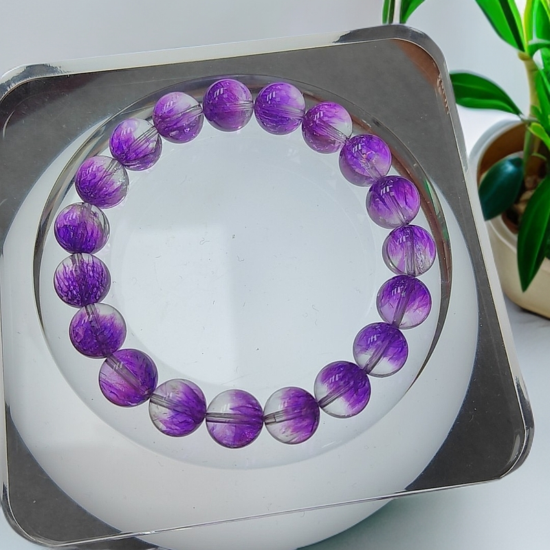 5A级净体紫烟花超七9+单圈手串