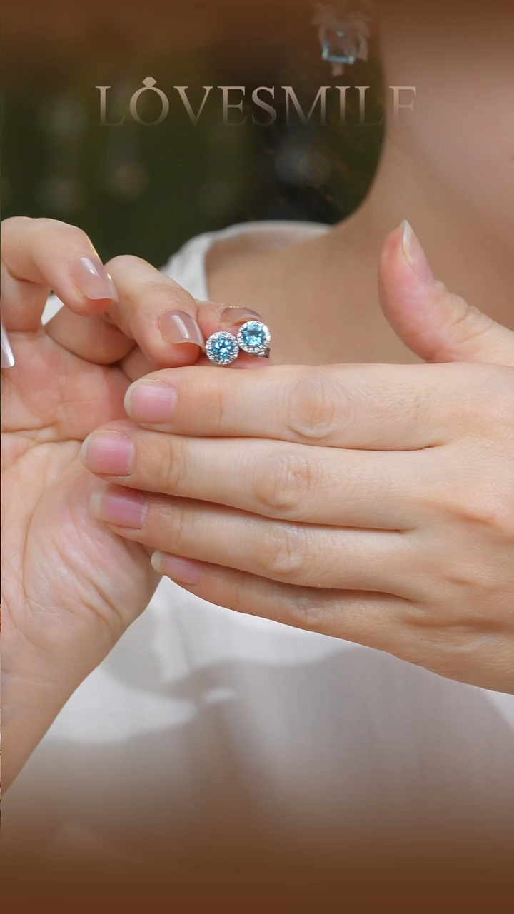 银S925镶嵌托帕石耳钉018