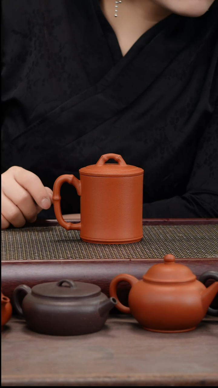 【闪购商品】紫砂茶壶朱砂竹节盖杯