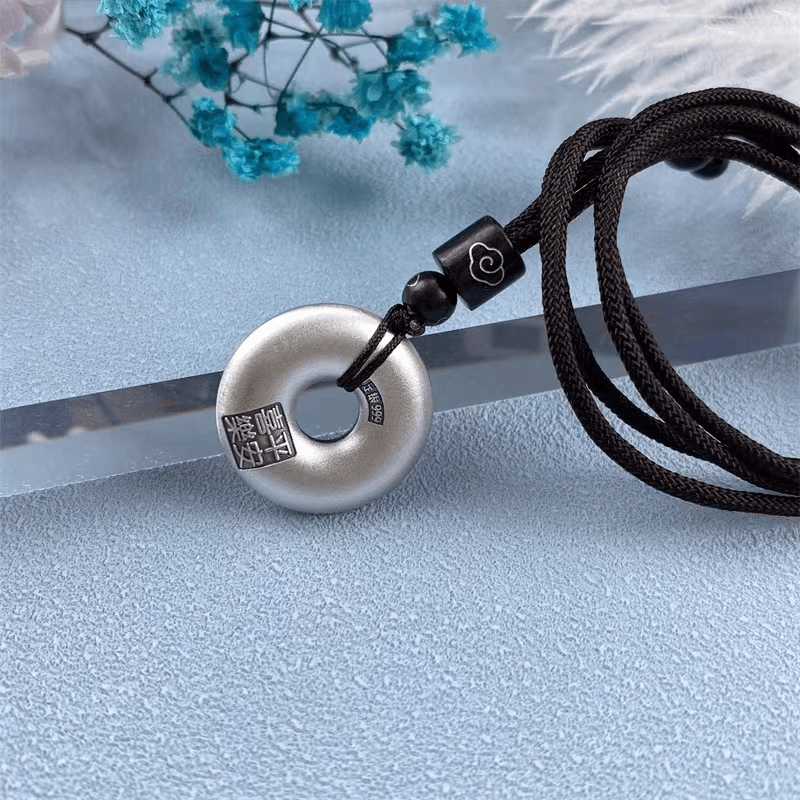 吊坠足银 古法999足银纯银如意平安扣本命年实心情侣吊坠挂件挂坠