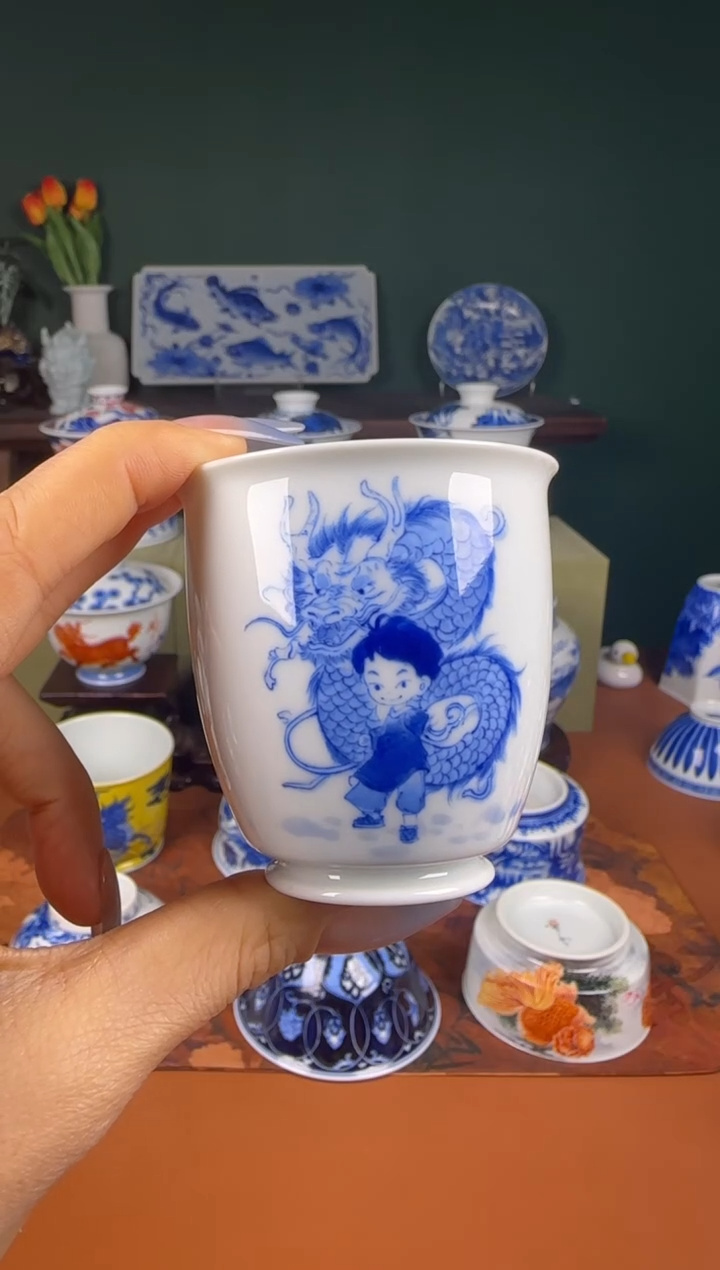 【闪购商品】杯福利 景雨工坊。龙纹直筒杯