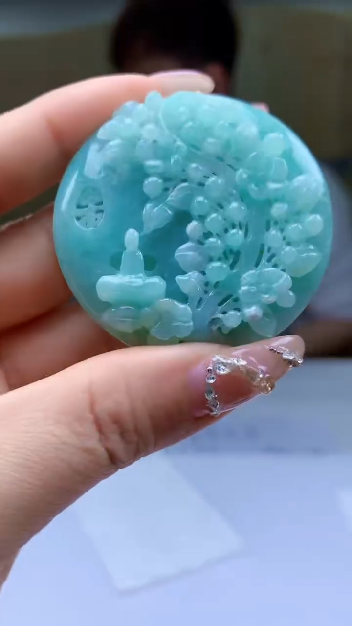 【闪购商品】定制翡翠18K金镶嵌4868ty-毛货挂件103