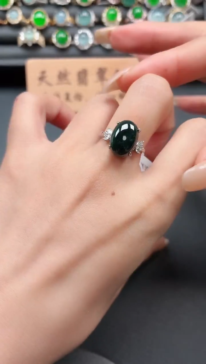 银S925镶嵌戒指翡翠111