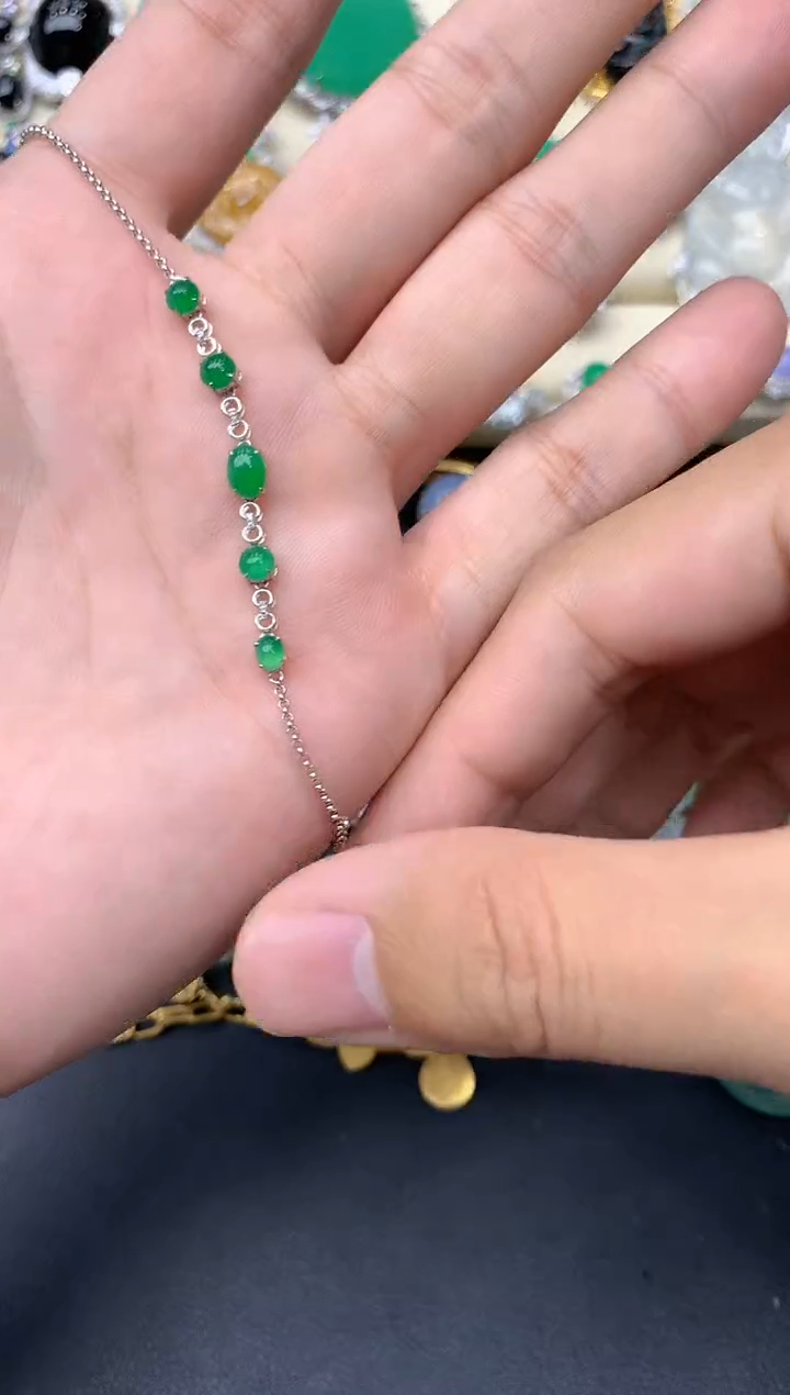 【闪购商品】翡翠手链18K金镶嵌197-中国好珍宝