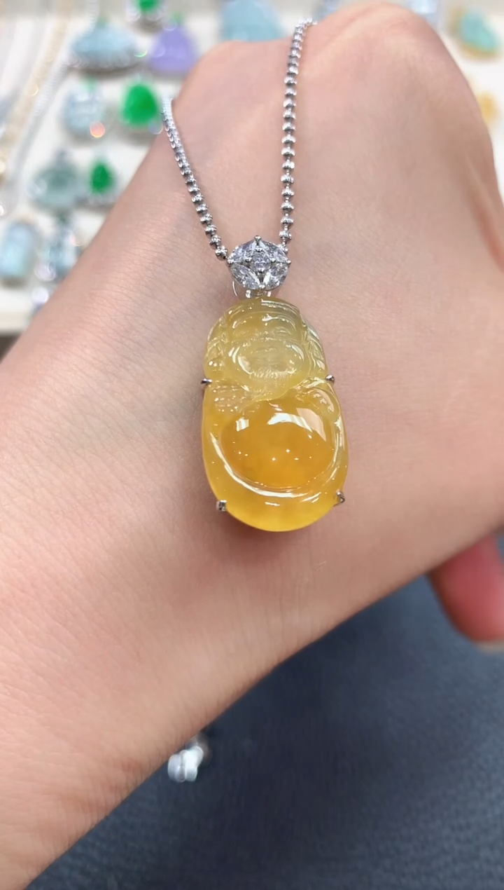 【闪购商品】翡翠吊坠(不含链)18K金镶嵌m52       