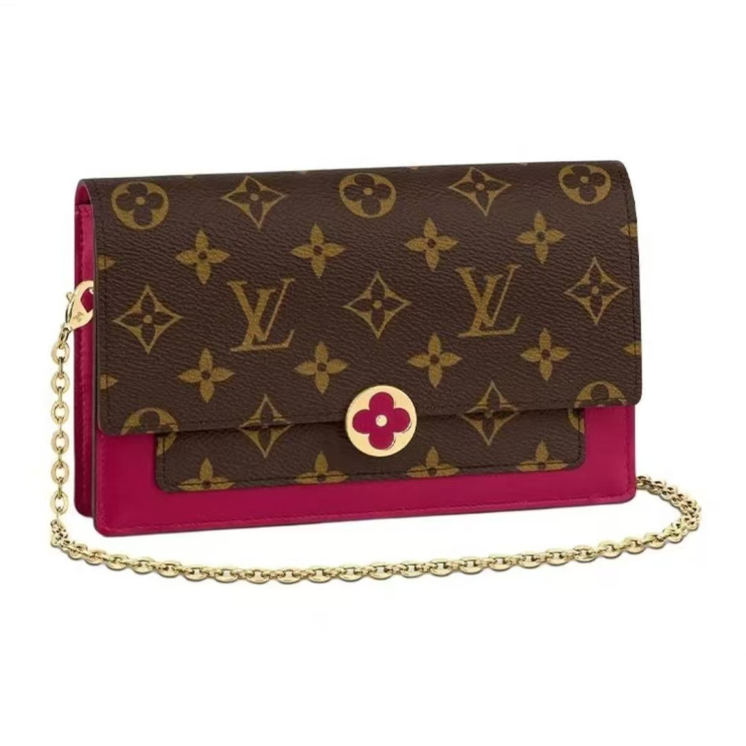 95新 LouisVuitton/路易威登 安洁利 LV老花拼色小花WOC单肩包