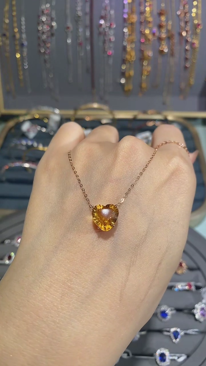 【闪购商品】水晶项链18K金镶嵌项链