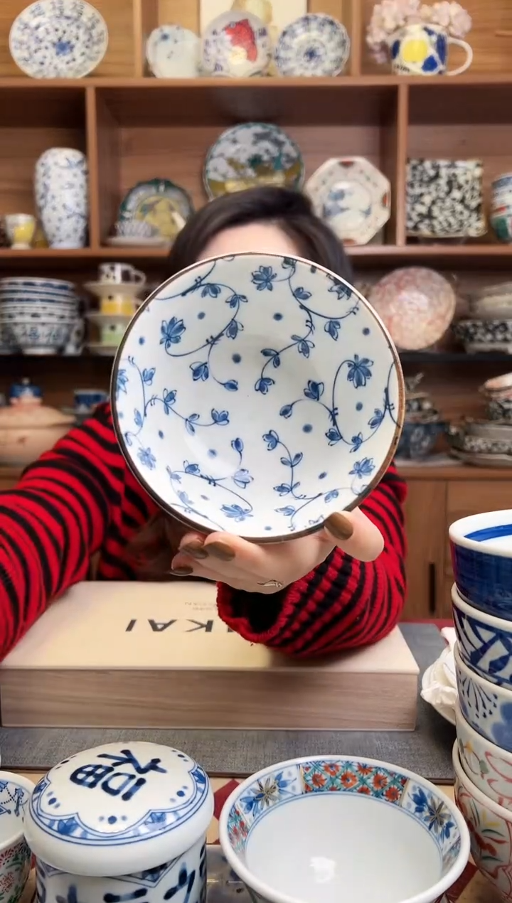 有古窑蔓唐草12cm中饭碗 2只装