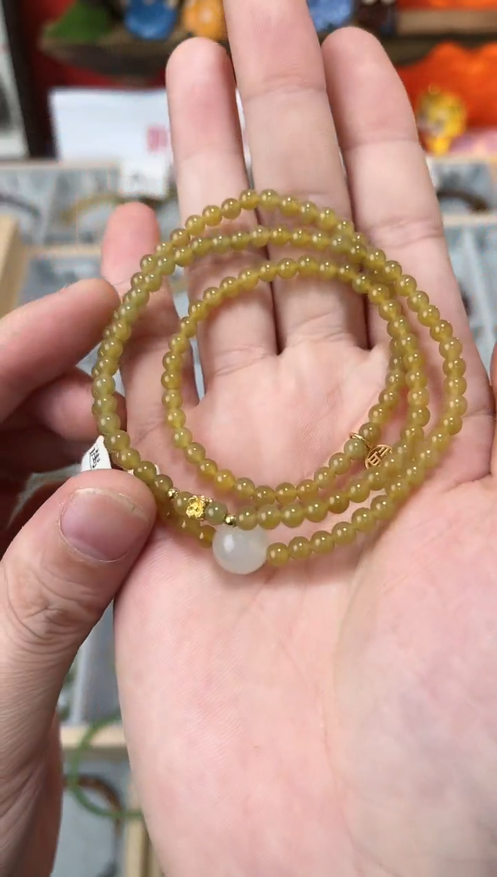 【闪购商品】和田玉（糖玉）手串未镶嵌和田玉三圈QF-C15（多样性发一）