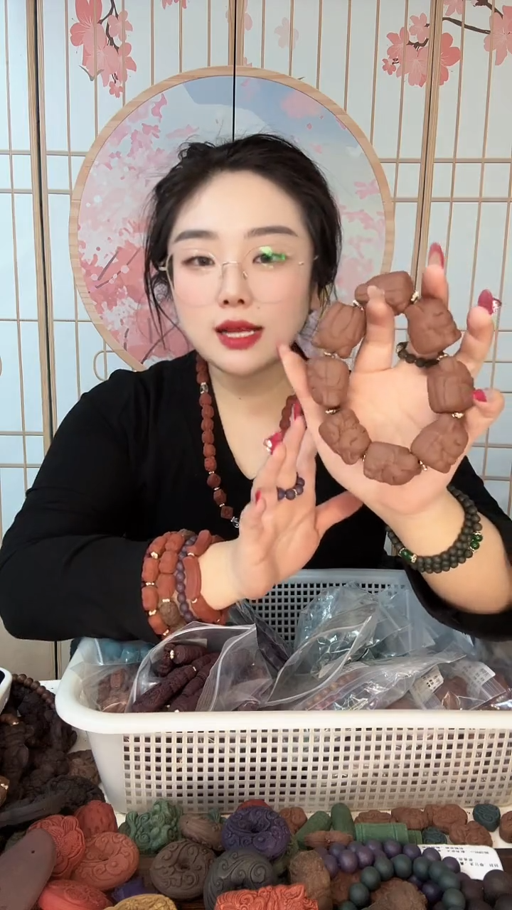 泥塑月华香立体狐狸手串