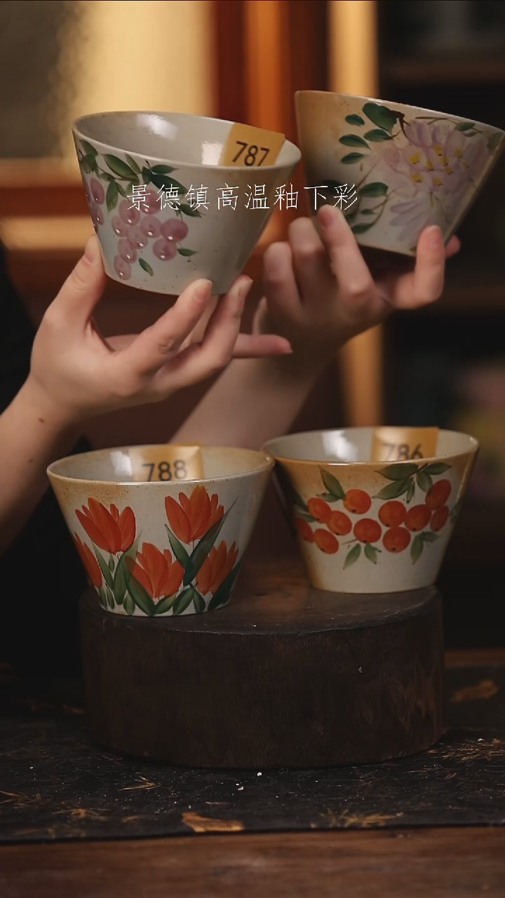 陶瓷景德镇高温釉下手绘陶瓷