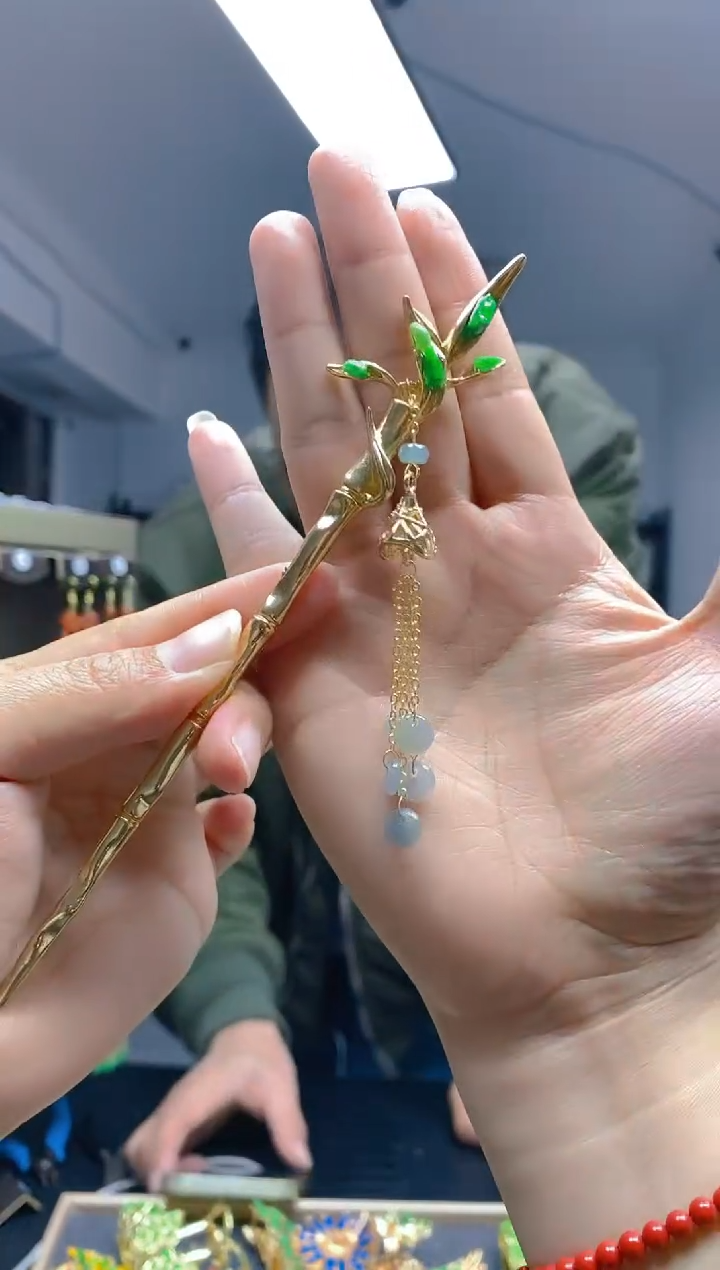 【闪购商品】翡翠耳饰合金0381翡翠发簪