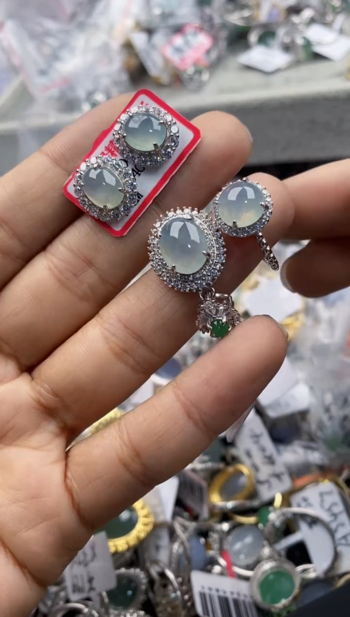 银S925镶嵌戒指翡翠8888----9