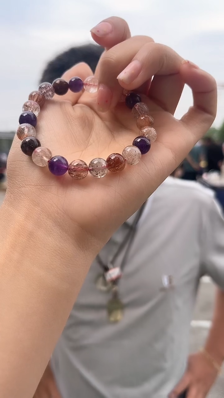 水晶手链未镶嵌天然黑金超手串多样性发一8mm