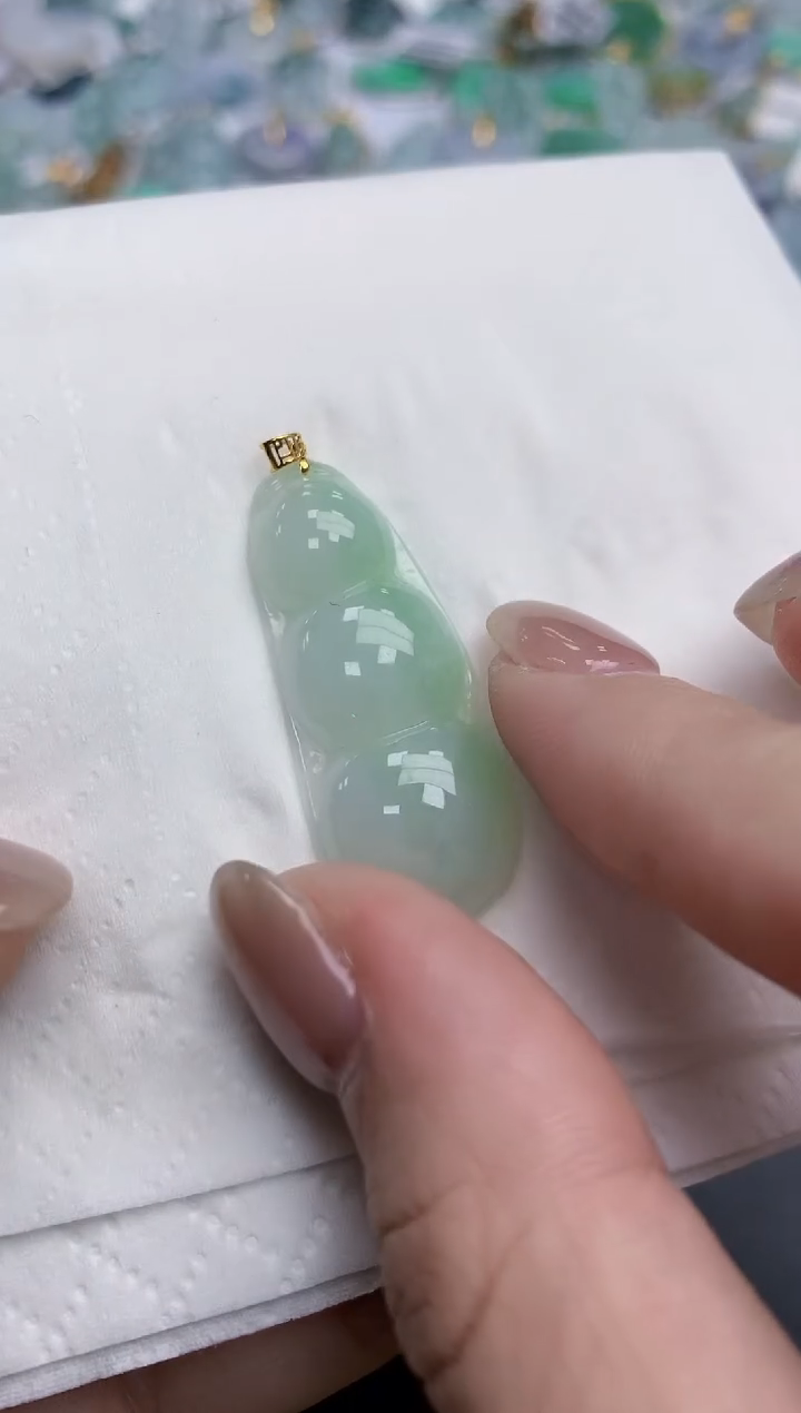 【闪购商品】翡翠颈饰18K金镶嵌天然缅甸翡翠A货